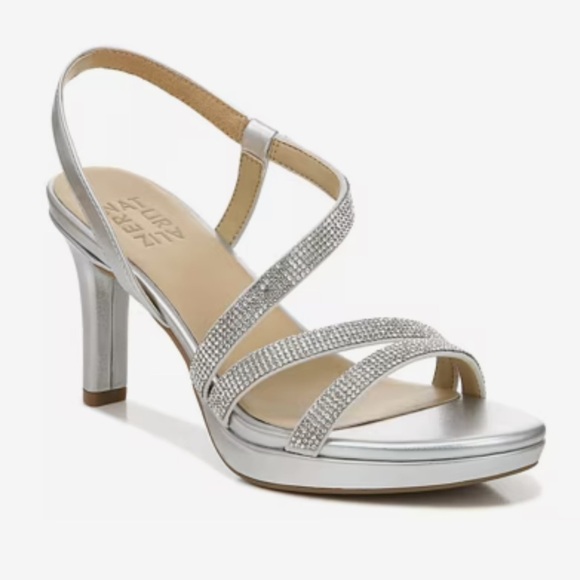 Naturalizer 12 Brenta2 Platform Silver Strappy Sandal Heels - Picture 8 of 12